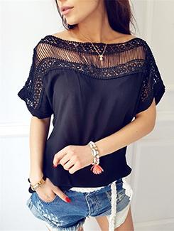 lace panel yoke top - 15931090 - Very Small Image - 1