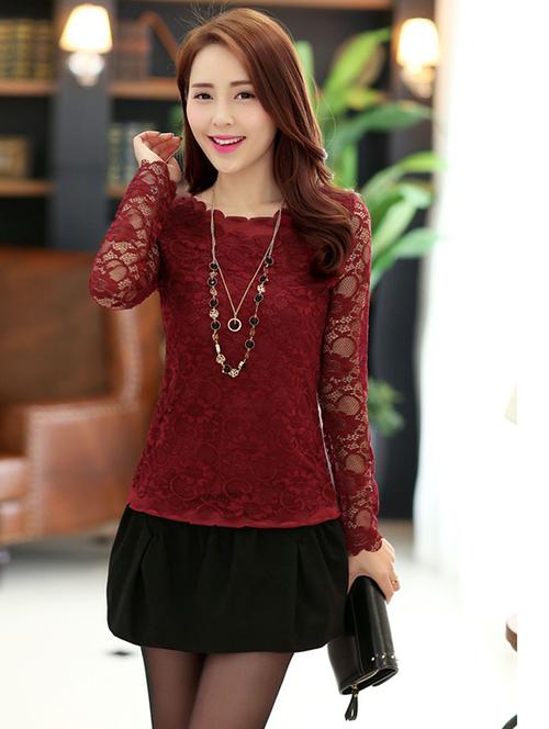 scallop trim lace top - 15931183 - Very Small Image - 1