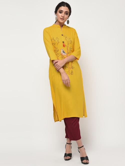 embroidered straight kurta - 15931431 - Very Small Image - 1