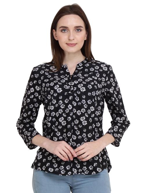 mandarin neck floral top - 15932224 - Very Small Image - 1