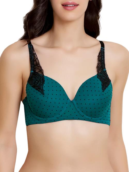 half coverage lightly padded polka dot lace t-shirt bra - 15932433 - Very Small Image - 1