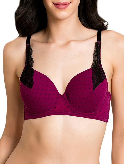 lace detail polka dots t-shirt bra - 15932434 - Very Small Image - 1