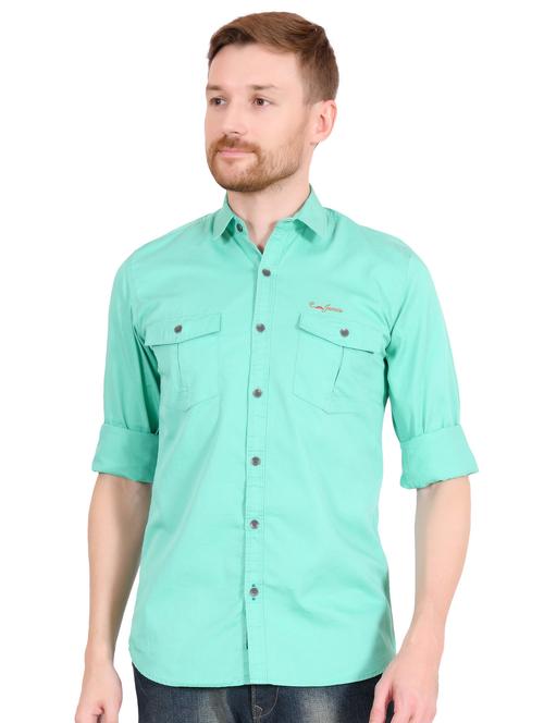 green solid casual shirt - 15932547 - Very Small Image - 1