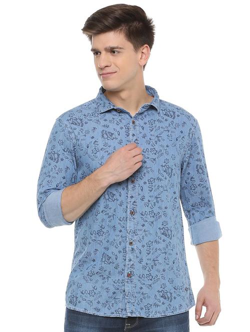 blue floral printed casual shirt - 15932687 - Very Small Image - 1