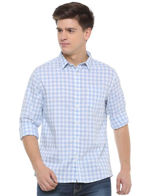 blue checkered casual shirt - 15932689 - Very Small Image - 1