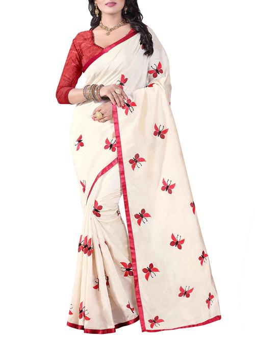 ivory conversational embroidered saree with blouse - 15933002 - Very Small Image - 1