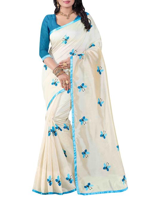 ivory conversational embroidered saree with blouse - 15933003 - Very Small Image - 1