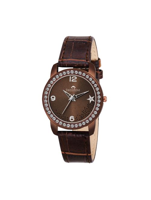 swisstone jewels221-brwn round dial analog watch - 15933020 - Very Small Image - 1