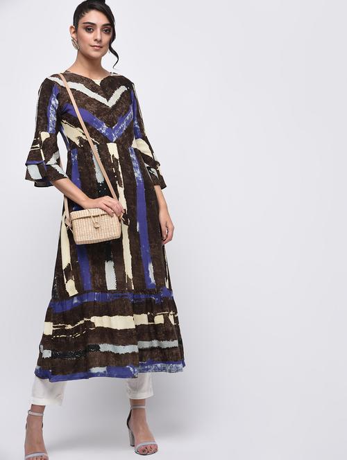 layered bell sleeved printed kurta - 15933712 - Very Small Image - 1