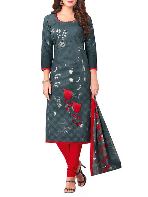 printed unstitched churidaar suit - 15934031 - Very Small Image - 1