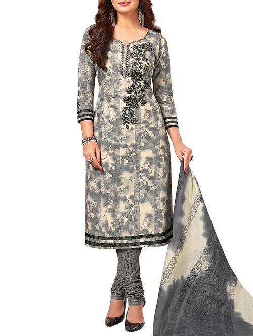 printed unstitched churidaar suit - 15934035 - Very Small Image - 1