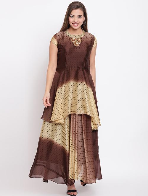 printed flared ethnic dress - 15934269 - Very Small Image - 1