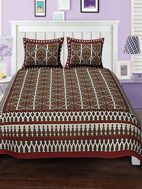 cotton bed sheet with 2 pillow covers - 15934471 - Very Small Image - 1