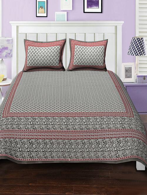 cotton bed sheet with 2 pillow covers - 15934481 - Very Small Image - 1