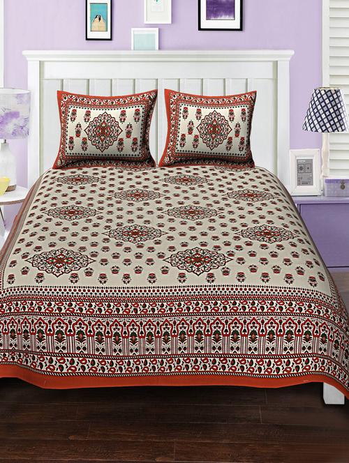 cotton bed sheet with 2 pillow covers - 15934494 - Very Small Image - 1