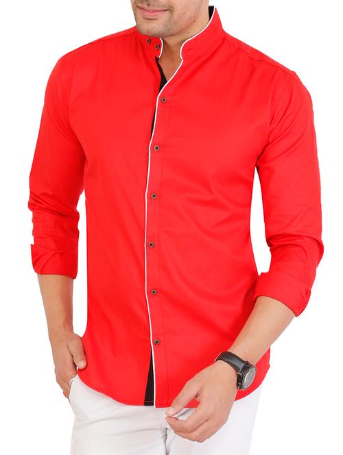 red solid casual shirt - 15934665 - Very Small Image - 1