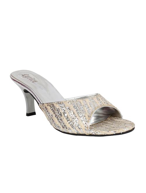silver satin slip on sandals - 15934780 - Very Small Image - 1