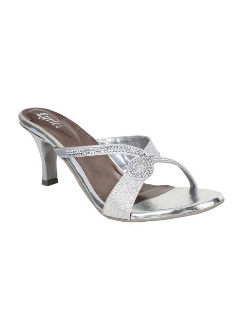 silver satin slip on sandals - 15934784 - Very Small Image - 1