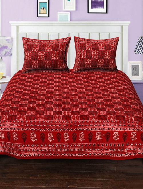 cotton bed sheet with 2 pillow covers - 15935320 - Very Small Image - 1