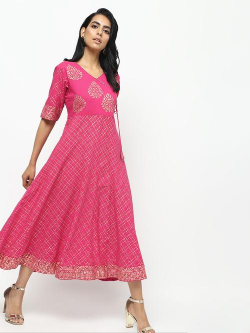 block printed angrakha kurta - 15935747 - Very Small Image - 1