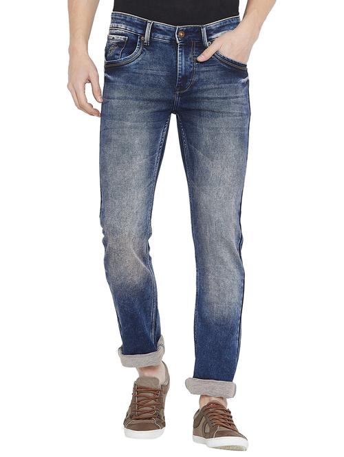blue cotton washed jeans - 15936090 - Very Small Image - 1