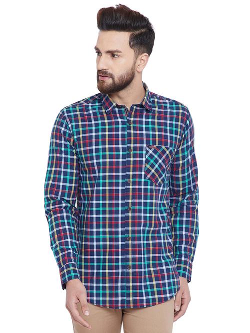 blue checkered casual shirt - 15936093 - Very Small Image - 1
