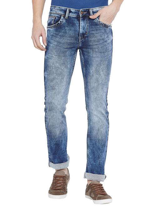 blue cotton washed jeans - 15936103 - Very Small Image - 1