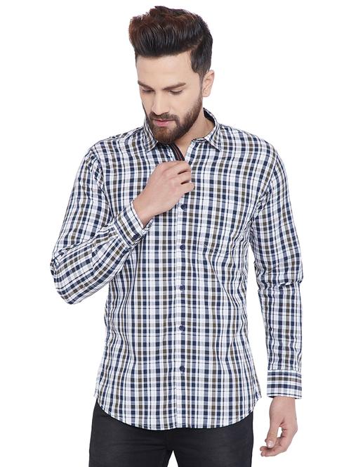 blue checkered casual shirt - 15936113 - Very Small Image - 1