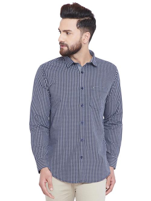 blue checkered casual shirt - 15936127 - Very Small Image - 1