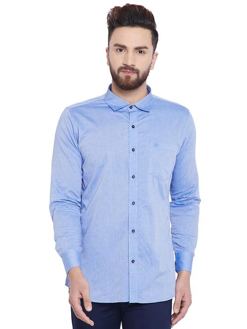 blue solid casual shirt - 15936129 - Very Small Image - 1