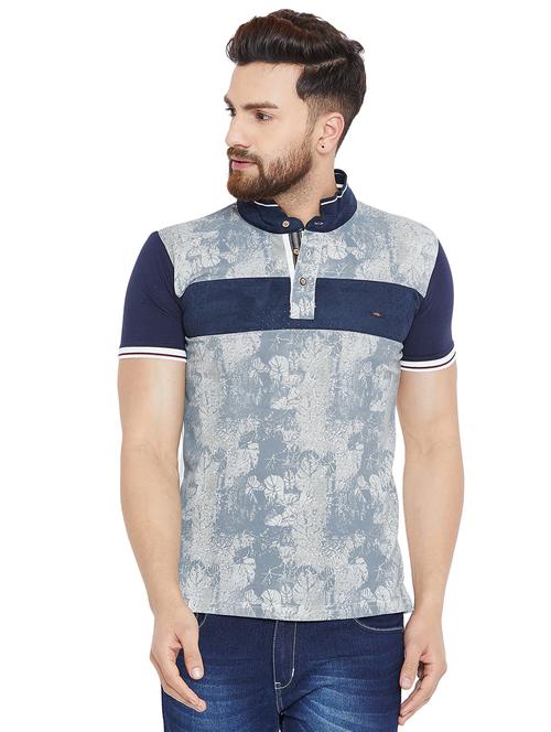 blue cotton front print t-shirt - 15936145 - Very Small Image - 1
