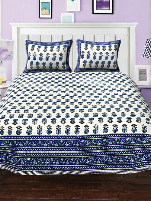 cotton bed sheet with 2 pillow covers - 15936661 - Very Small Image - 1