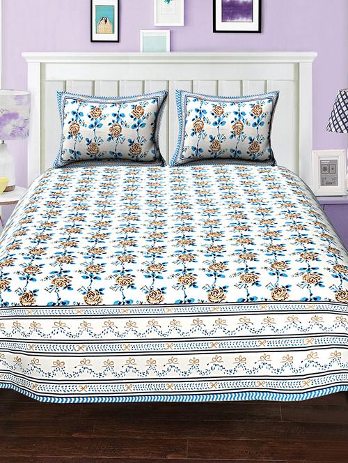 cotton bed sheet with 2 pillow covers - 15936677 - Very Small Image - 1