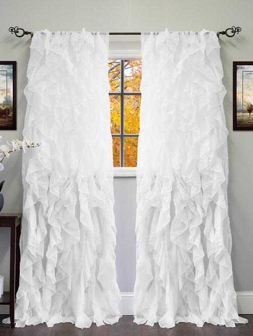 sheer vertical white ruffel curtain set - 15936808 - Very Small Image - 1