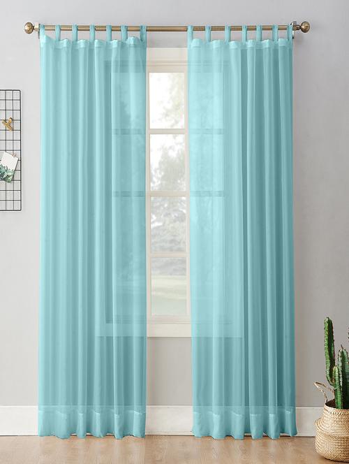 cotton aqua sheer loop curtain set - 15936897 - Very Small Image - 1