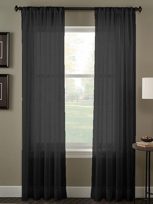 cotton aqua sheer rod pocket curtain set - 15936912 - Very Small Image - 1