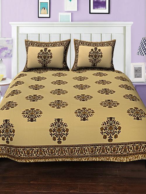 cotton bed sheet with 2 pillow covers - 15936932 - Very Small Image - 1