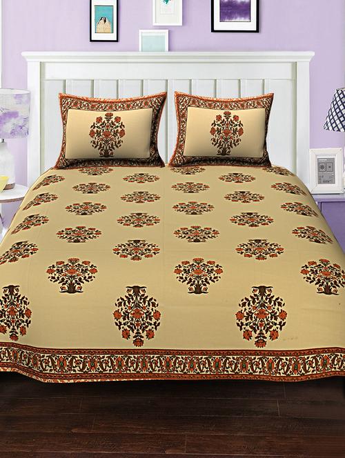 cotton bed sheet with 2 pillow covers - 15936933 - Very Small Image - 1