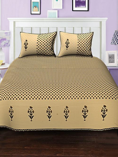 cotton bed sheet with 2 pillow covers - 15936941 - Very Small Image - 1