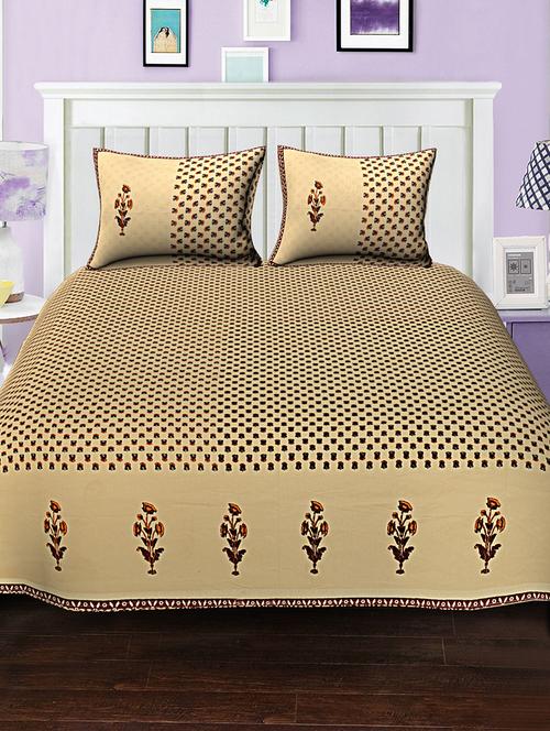 cotton bed sheet with 2 pillow covers - 15936942 - Very Small Image - 1