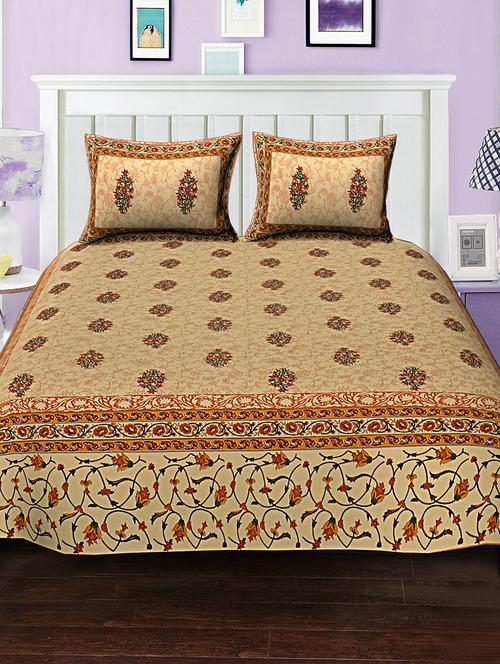 cotton bed sheet with 2 pillow covers - 15936946 - Very Small Image - 1