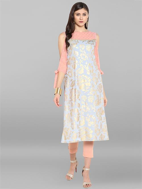 foil printed kurta with pant set - 15936994 - Very Small Image - 1