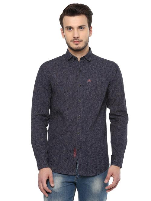 blue printed casual shirt - 15937261 - Very Small Image - 1