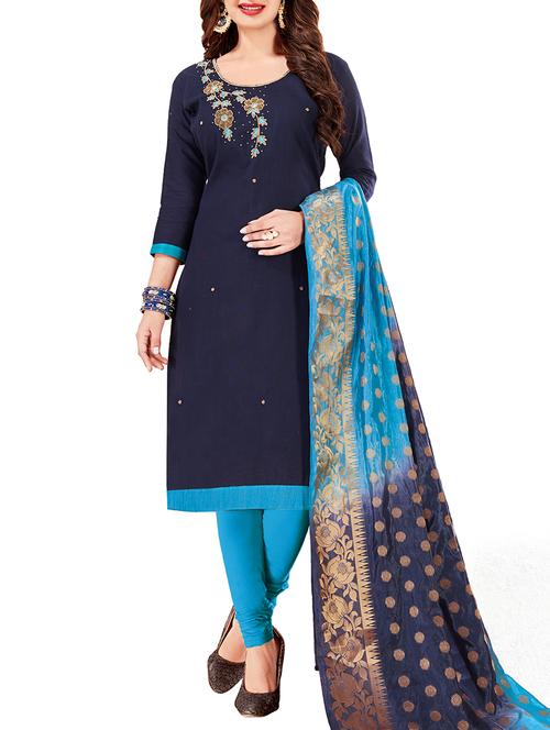 embroidered unstitched churidaar suit - 15938613 - Very Small Image - 1