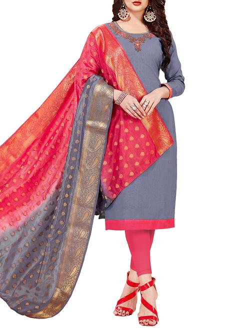 embellished unstitched churidaar suit - 15938621 - Very Small Image - 1