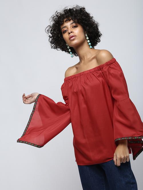off shoulder bell sleeved top - 15938693 - Very Small Image - 1