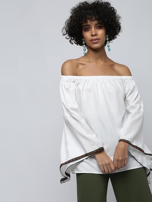 off shoulder bell sleeved top - 15938697 - Very Small Image - 1