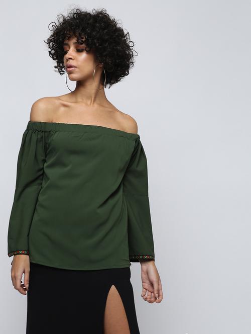 off shoulder bell sleeved top - 15938699 - Very Small Image - 1