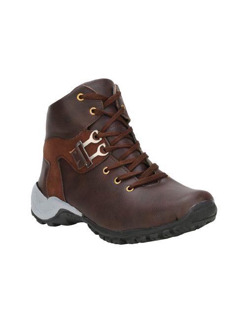 brown leatherette high ankle boots - 15939412 - Very Small Image - 1
