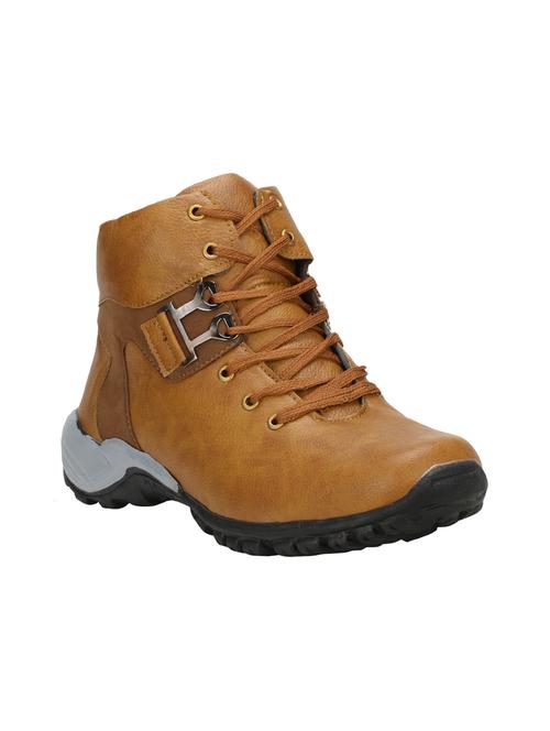tan leatherette high ankle boots - 15939413 - Very Small Image - 1